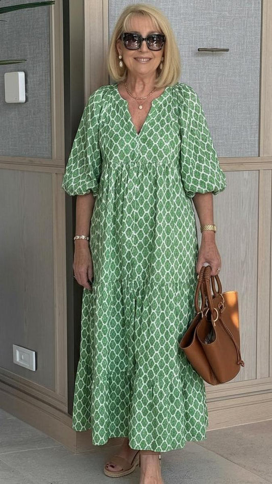 Böhmisches Schönheits Maxikleid in Grün