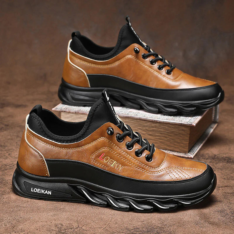 Men's Casual Fashion Orthopedic Hiking Shoes – Anti-Puncture, Anti-Collision, Non-Slip Arch Support Leather Outdoor Sports Shoes for All-Terrain Performance