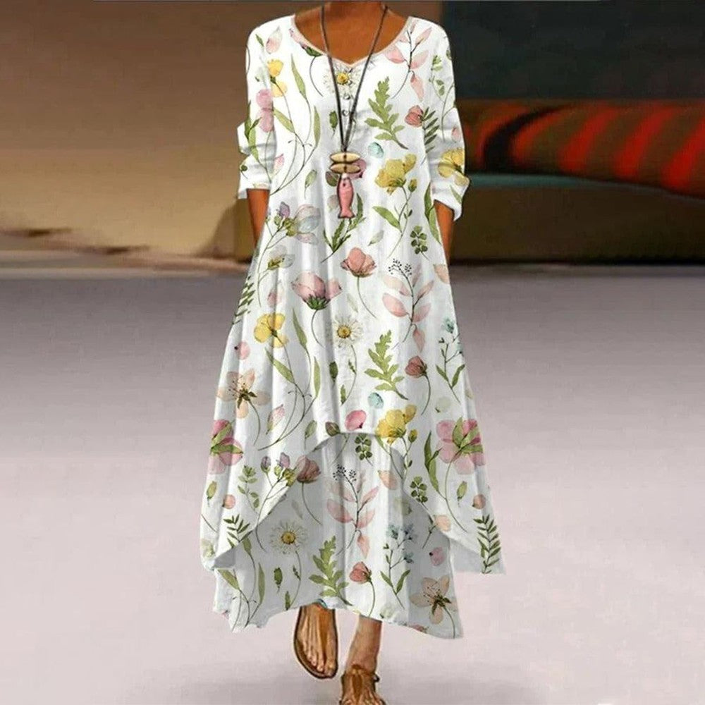 Jugendliches Maxikleid mit Rundhalsausschnitt und Print