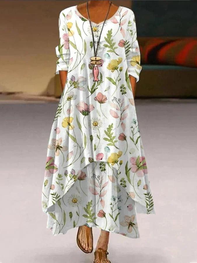 Jugendliches Maxikleid mit Rundhalsausschnitt und Print