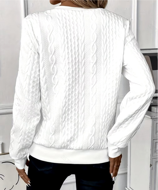 White Long Sleeve Plain Top