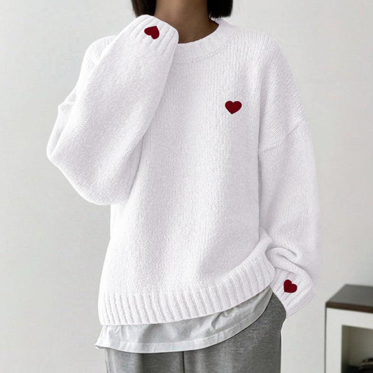 Einfacher Langarm-Pullover in Weiß