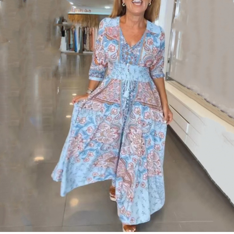 Elegant Long Floral Dress For Women